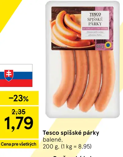 Tesco spišské párky