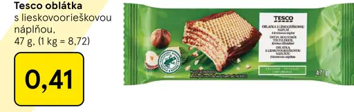 Tesco oblátka s lieskovoorieškovou náplňou