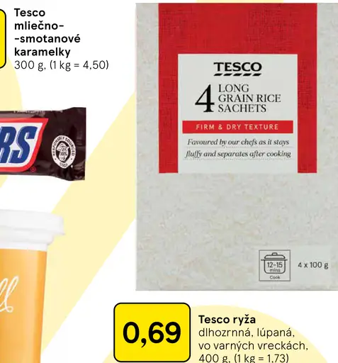 Tesco ryža vo varných vreckách lúpaná