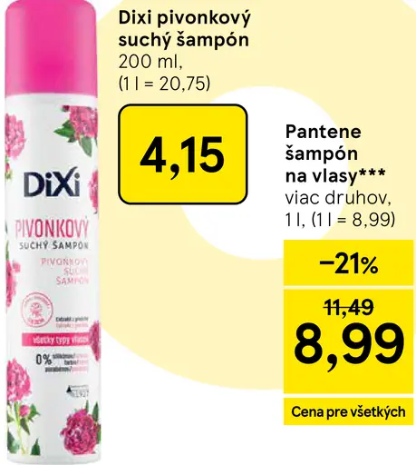 Dixi pivonkový suchý šampón