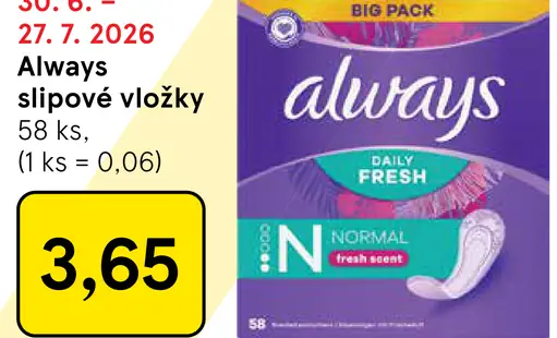 Always slipové vložky