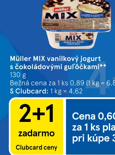 Müller MIX vanilkový jogurt s čokoládovými guľôčkami