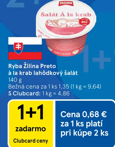 Ryba Žilina Preto à la krab lahôdkový šalát