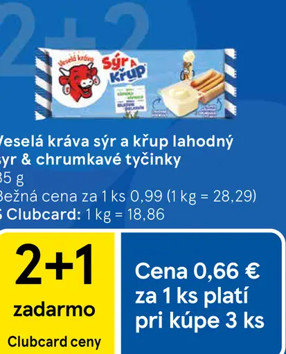 Veselá kráva syr & krúp lahodný syr a chrumkavé tyčinky