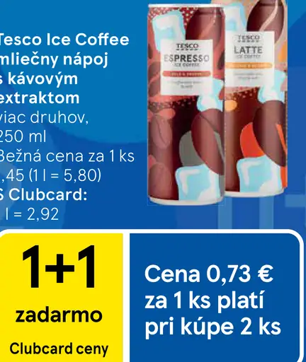 Tesco Latte Ice Coffee mliečny nápoj s kávovým extraktom