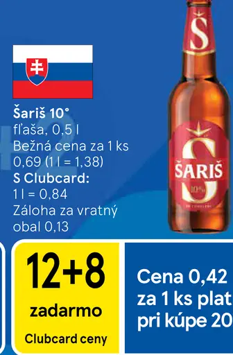 Šariš 10° fľašové pivo