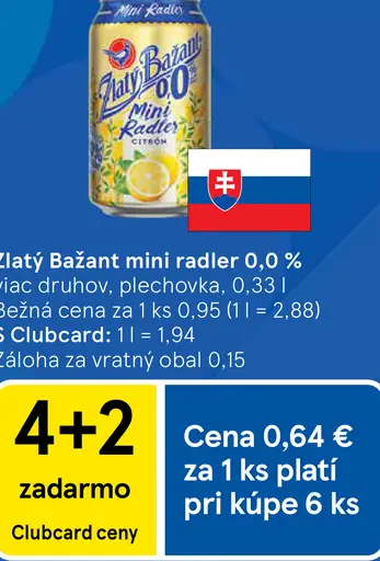 Zlatý Bažant mini radler 0.0 % plechovka