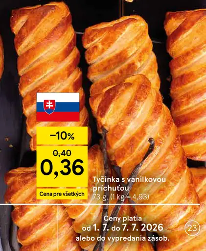 Tesco tyčinka s vanilkovou príchuťou