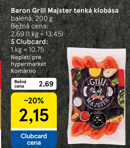 Baron Grill Majster tenká klobása