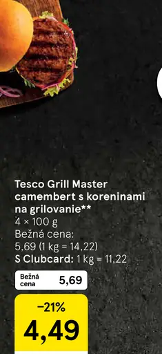 Tesco Grill Master camembert s koreninami
