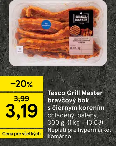 Tesco Grill Master bravčový bok s čiernym korením