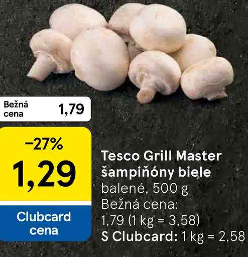 Tesco Grill Master šampiňóny biele