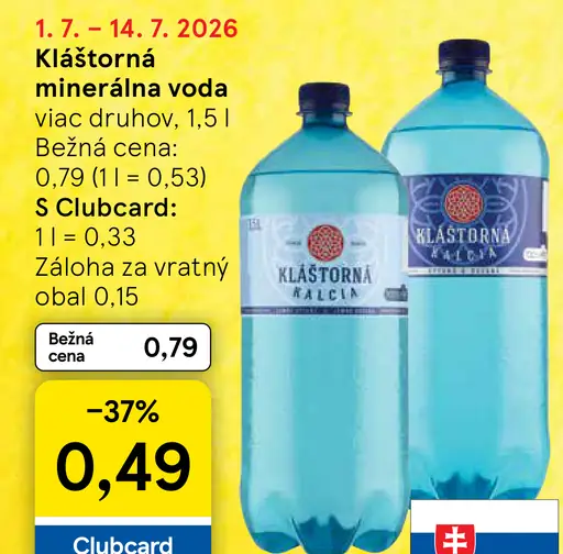 Kláštorná minerálna voda viac druhov