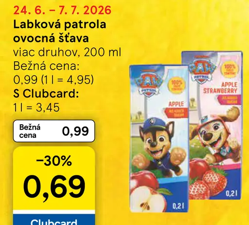 Labková patrola ovocná šťava viac druhov