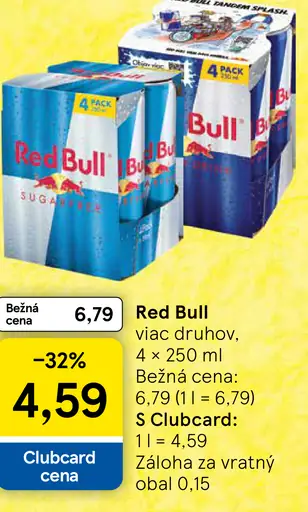 Red Bull plechovka energetický nápoj rôzne druhy