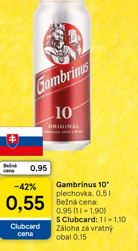 Gambrinus 10° plechovka