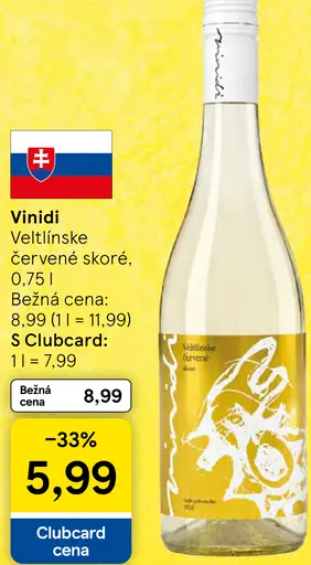 Vinidi Veltlínske červené skoré víno