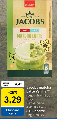 Jacobs matcha Latte Vanilla rozpustný nápoj
