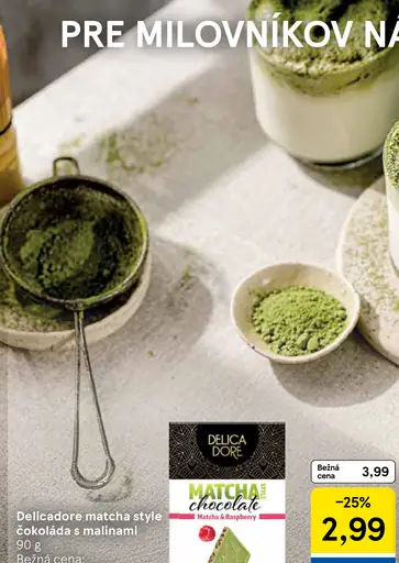 Delicadore matcha style čokoláda s malinami