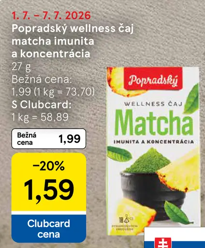 Popradský Wellness čaj Matcha imunita a koncentrácia