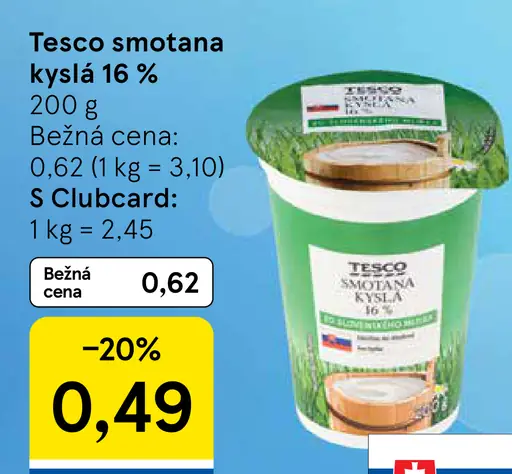 Tesco kyslá smotana 14 %