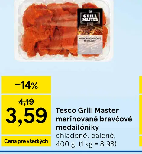 Tesco Grill Master marinované bravčové medailóniky