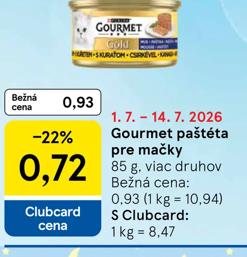 Gourmet jemná paštéta pre mačky