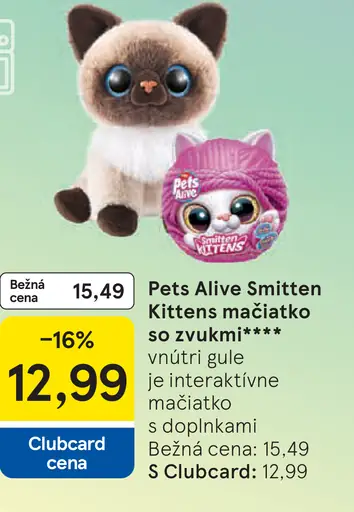 Pets Alive Smitten Kittens mačiatko so zvukmi