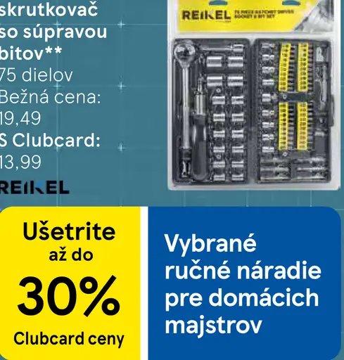 Reikel račňový skrutkovač so súpravou bitov 75 dielov