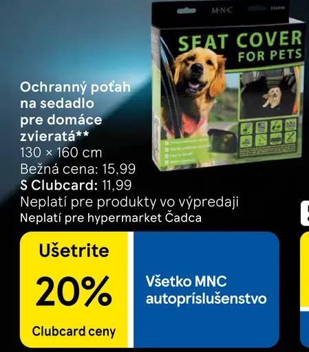 MNC ochranný poťah na sedadlo pre domáce zvieratá 130 x 160 cm