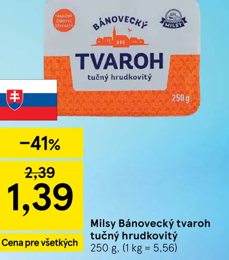 Milsy Bánovecký tvaroh tučný hrudkovitý