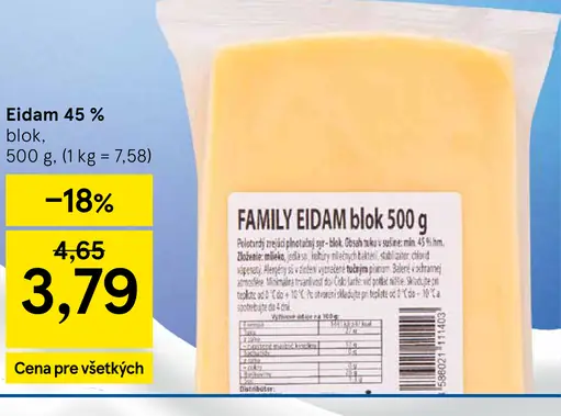 Eidam 45 % blok