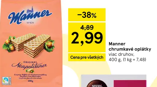 Manner chrumkavé oplátky