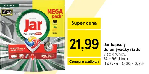 Jar Platinum Plus All in One kapsuly do umývačky riadu