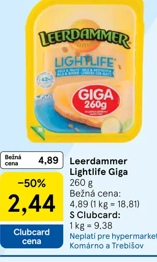 Leerdammer plátkový syr Lightlife