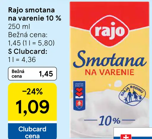 Rajo Smotana na varenie 10%