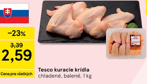 Tesco kuracie krídla chladené, balené