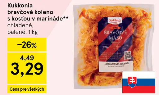 Kukkonia bravčové koleno s kosťou v marináde chladené balené