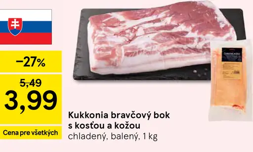 Kukkonia bravčový bok s kosťou a kožou chladený balený