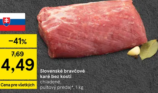 Slovenské bravčové karé bez kosti chladené