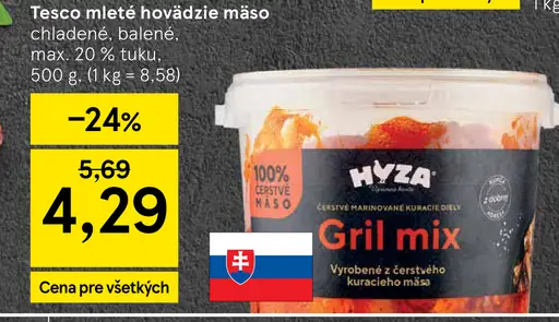 Hyza Grill mix chladený, vyrobené z čerstvého kuracieho mäsa