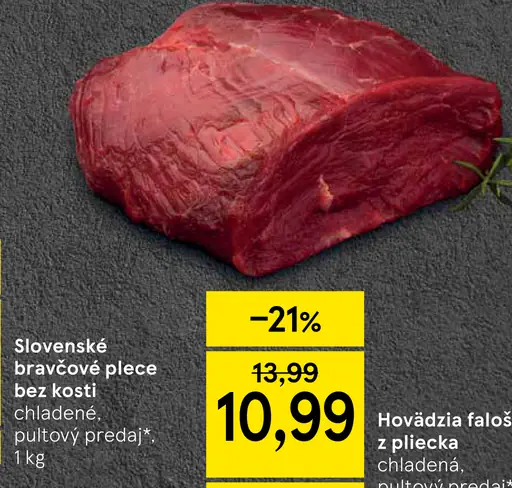 Slovenské bravčové plece bez kosti chladené pultový predaj