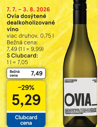 Ovia doštytené dealkoholizované víno
