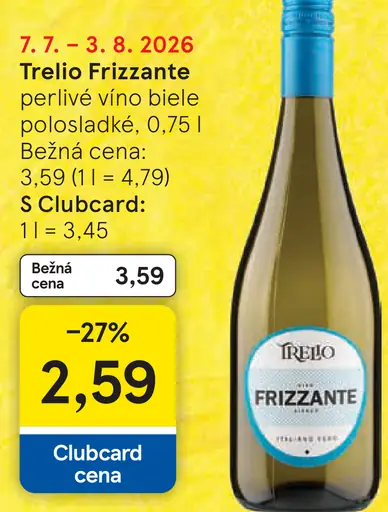 Trelio Frizzante perlivé víno biele polosladké
