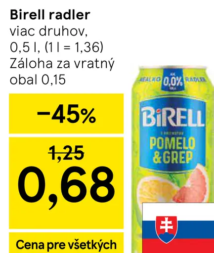 Birell Radler rôzne druhy