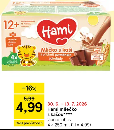 Hami mliečko s kašou s príchuťou gurmánskej čokolády
