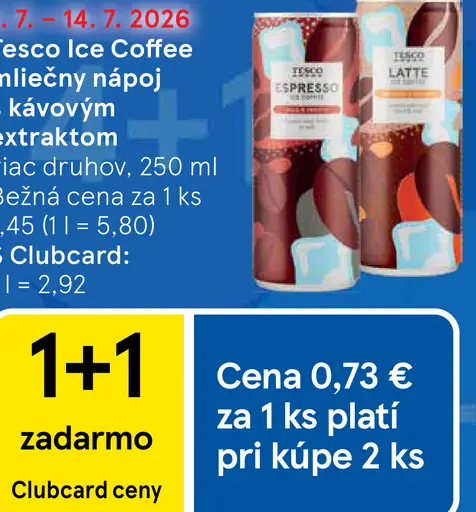 Tesco Latte Ice Coffee mliečny nápoj s kávovým extraktom