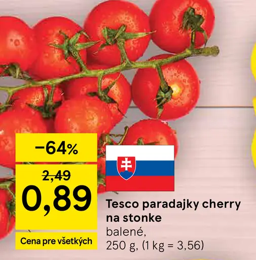 Tesco paradajky cherry na stonke