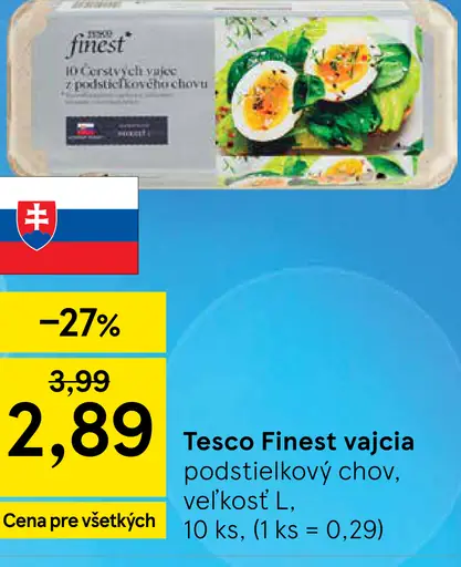 Tesco Finest vajcia podstielkový chov, veľkosť L