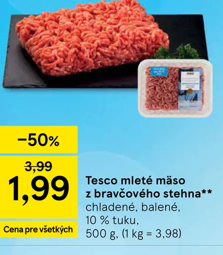 Tesco mleté mäso z bravčového stehna 10 % tuku
